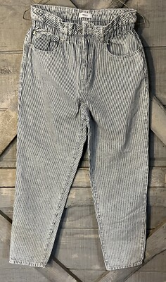 Forever 21 Blue And White Striped Denim Jeans Pants Size Medium Fits 6/8 