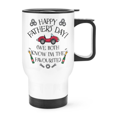 Happy des Vaters Tag We Both Know I'M The Favorit Reise Becher Tasse Mit Griff