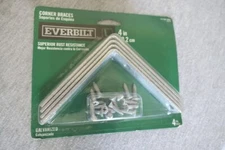 NEW 4 Pack Everbilt Galvanized Steel Rust Resistance 4" Corner Braces & Screws