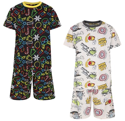 Boys Short Pyjamas Character Christmas PJ Sets Nightwear 10 11 12 13 14  15 16Y UK