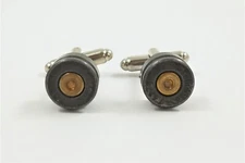 7.62x39 mm Ammo Cufflinks, Lapel Pin, Tie Bar and Earrings -- Bullet Veteran Gun