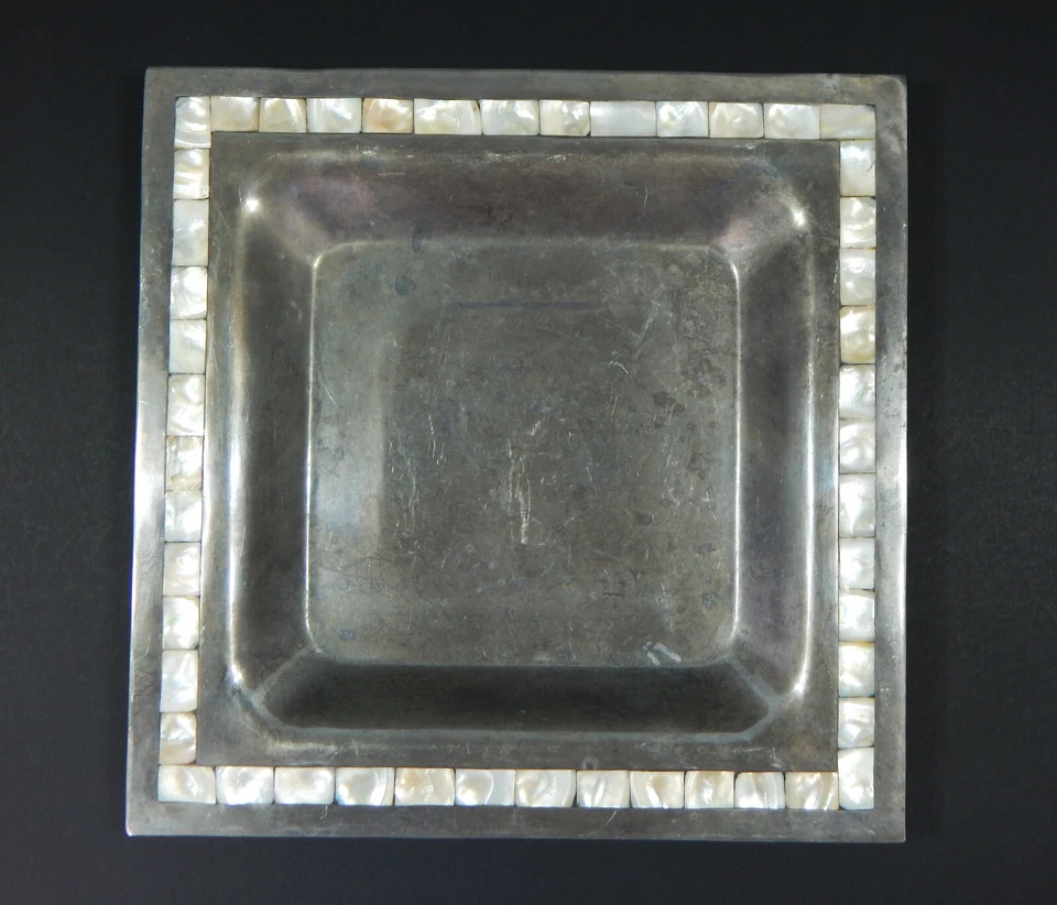 TOALLA PLATEROS MADREPERLA METAL PLATO CUADRADO PLATO BANDEJA PARA SERVIR DE COLECCIÓN Foto 3 de 4