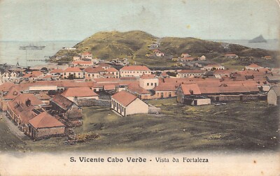 A831 Cape Verde 1910 Sao Vicente Vista da Fortaleza vintage postcard