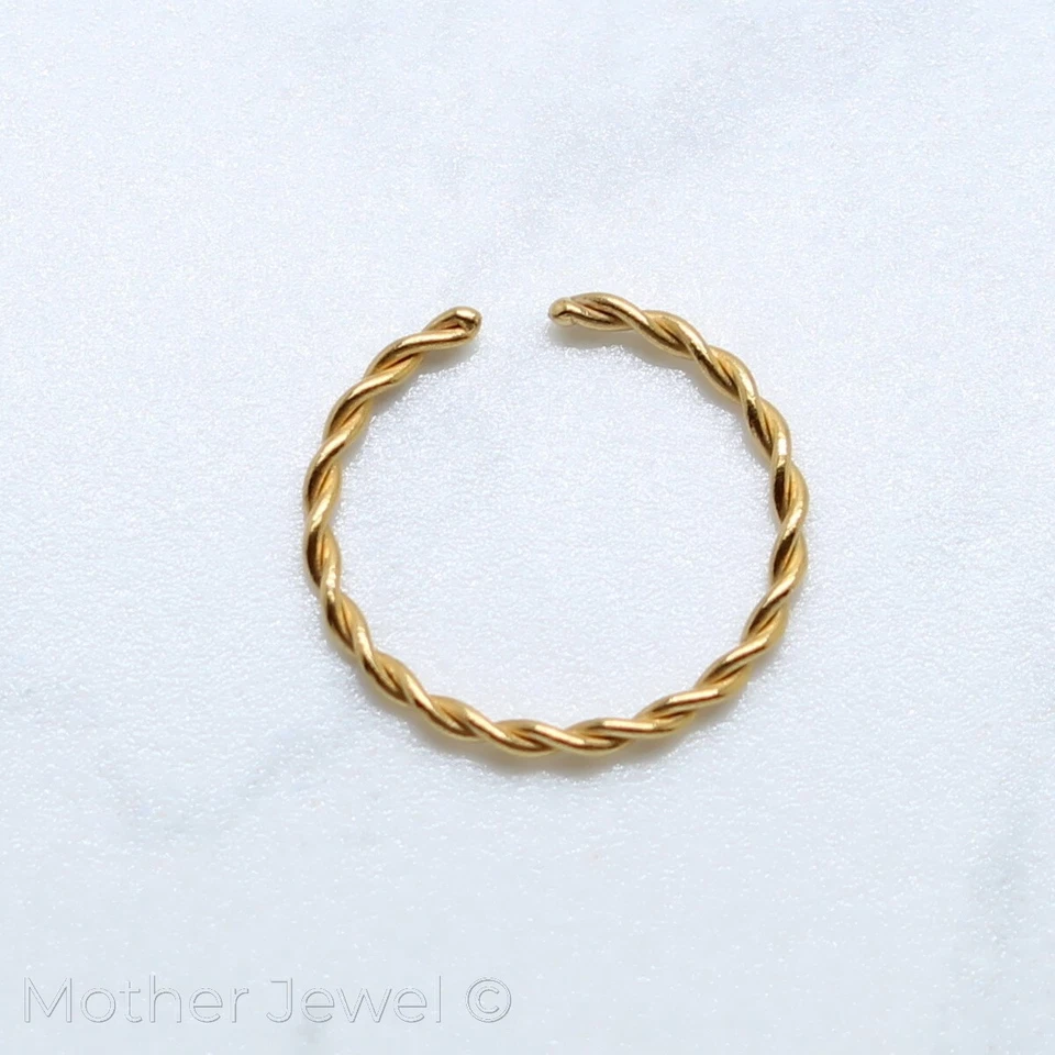 18G 14K YELLOW GOLD IP ANNEALED BENDABLE HOOP CARTILAGE SEPTUM NOSE HELIX RING - Изображение 4 из 4