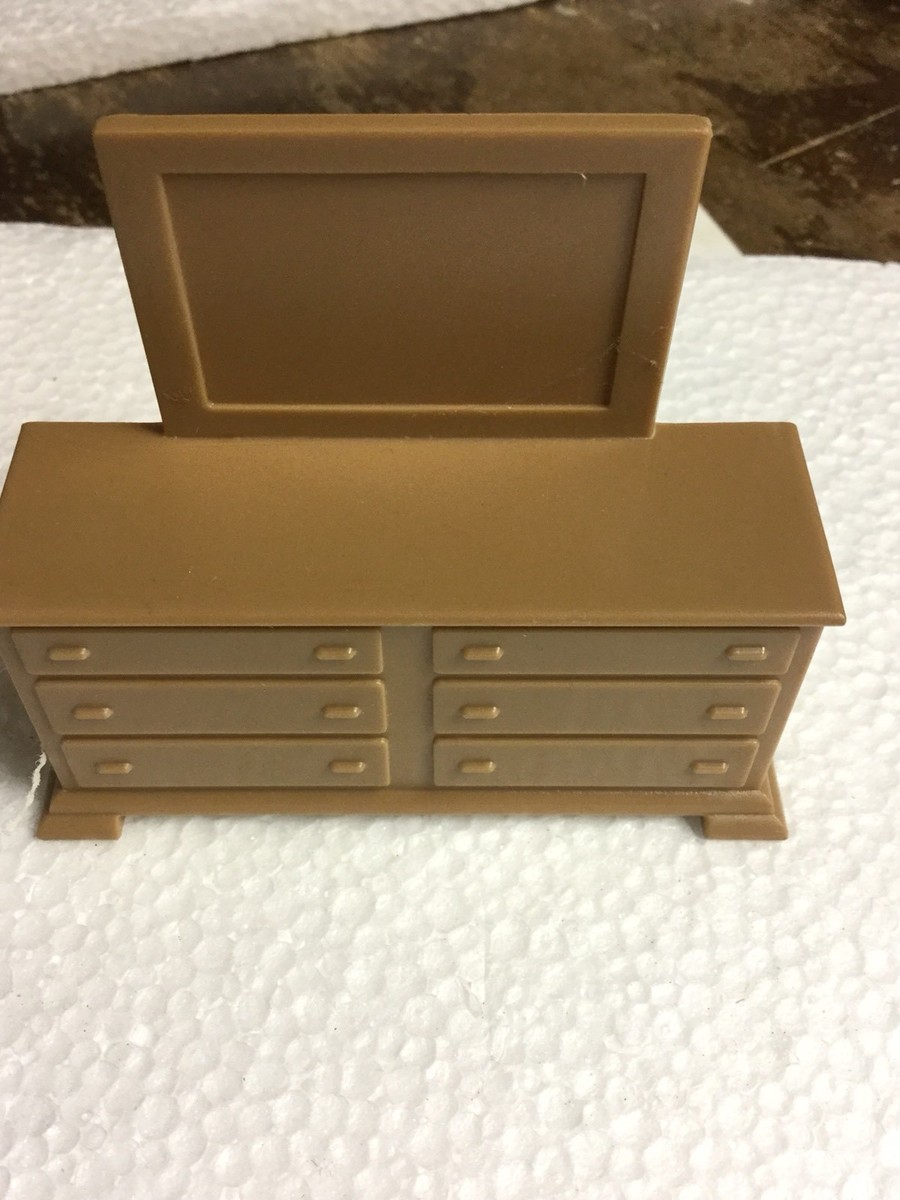 Dollhouse Miniature Plastic Brown Dresser Dollhouse Miniature Plastic Brown Dresser
