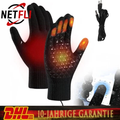 MARKENLOS USB Beheizte Touchscreen Handschuhe Stricken Winterhandschuhe Herren Damen DE