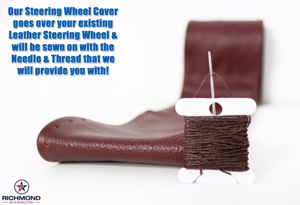 2008 Ford F-350 F-250 KING RANCH -Leather Steering Wheel Cover - 3-Stitch Wrap - Image 4 of 4