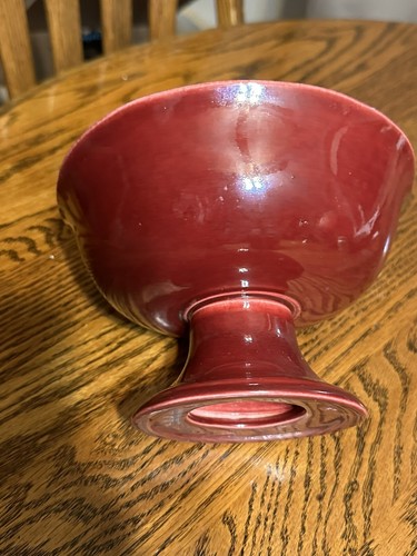 Vintage Burgundy & Lilac Red Wing Pottery Pedestal Compote Footed Bowl 2301 - Picture 7 of 11
