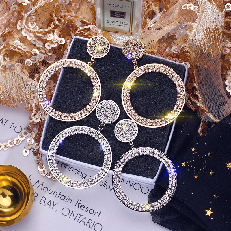 Gold circle earrings sale dangle