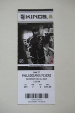 LA KINGS VS FLYERS 2/1/2014 FULL TICKET ~ WAYNE SIMMONDS (100TH CAREER GOAL)
