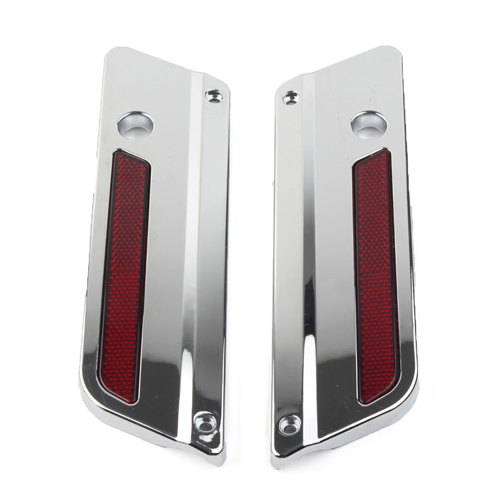 2x Saddlebag Latch Plate Cover With Red Reflectors For Harley Touring