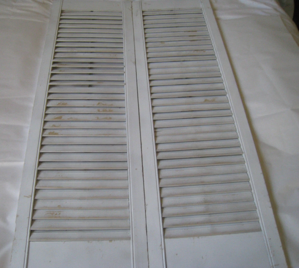  Juego de persianas de madera persiana blanca gris plegable estilo plantación varilla inclinable Hgt 39 Foto 4 de 4
