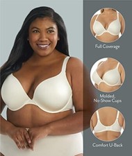DreamFit Full Coverage Underwire Vanilla Micro Plunge Bra Size 46DD New