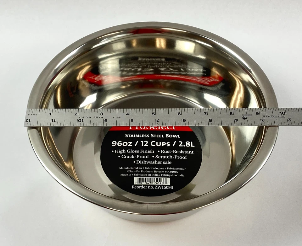 ProSelect Dog Bowl Stainless Steel 96 oz 12 cups Set of 6 - Image 2 of 4