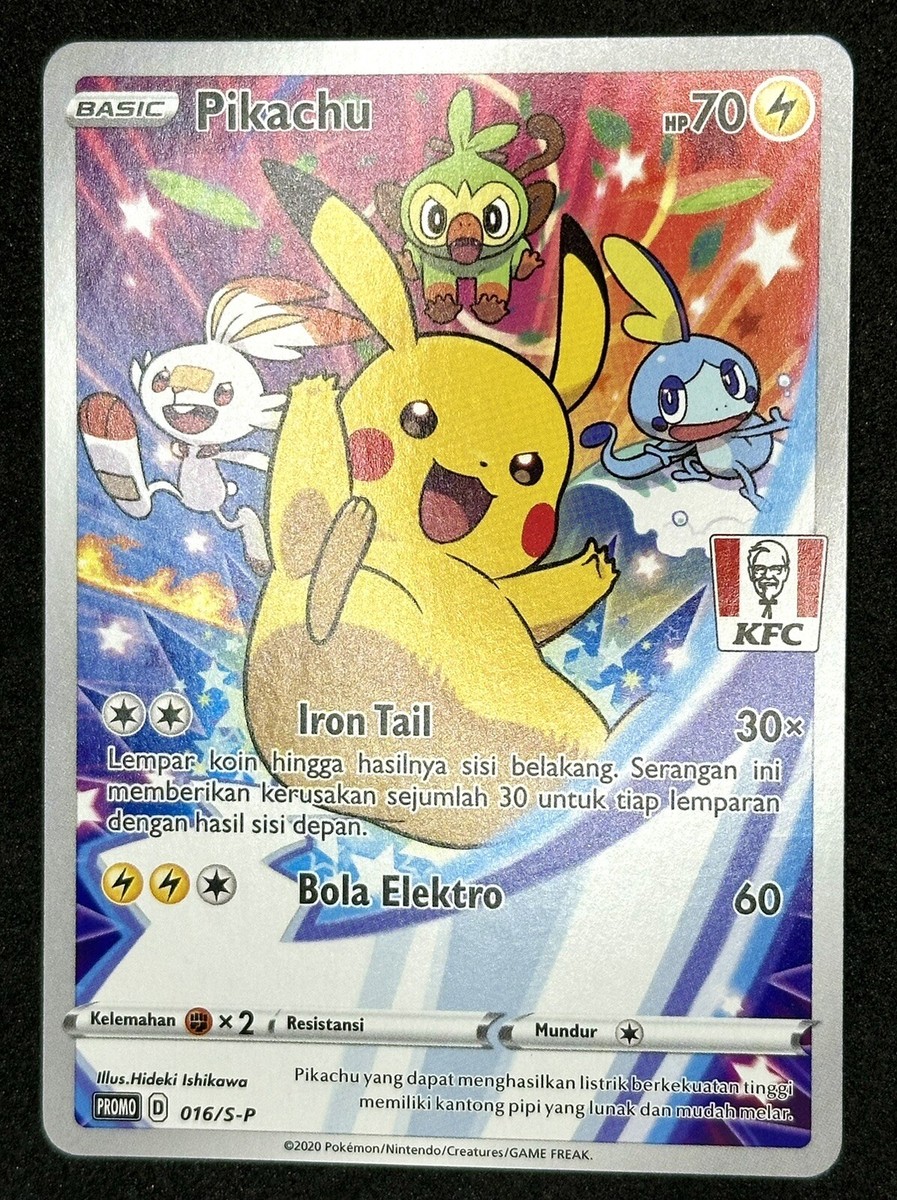 Pokemon Pikachu KFC Stamped Promo 016/S-P TCG Indonesia Asia Pokemon Pikachu KFC Stamped Promo 016/S-P TCG Indonesia Asia