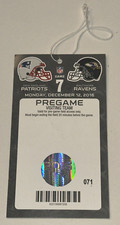 12/12/16 Ravens Patriots Pre Game Pass Ticket Stub Tom Brady TDs #448 #449 #450