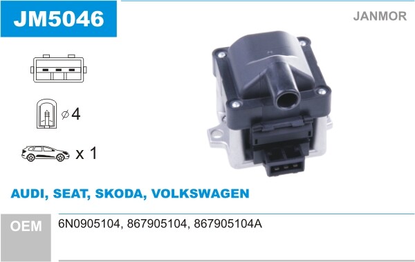 ZüNdspule FüR Audi 100,80,A6,CABRIOLET,COUPE; VW Sharan,Transporter,Vento-image