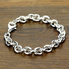 Premium 925 Sterling Silver 8mm Cable Chain Rolo Chain Bracelet for Men  Women