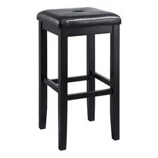 Bowery Hill 29.25" Solid Rubberwood Square Bar Stool in Black (Set of 2)
