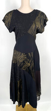 Vintage 90s women size S/M Mixed Print Floral Midi Dress dark romantic patchwork
