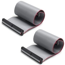2 PCS IDC 64 Pin Connector Gray Wire Flat Ribbon Cable 30cm 2.54mm Pitch