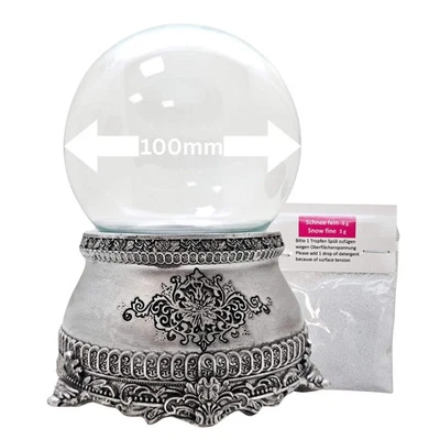 SNOWGLOBE-FOR-YOU 100mm Bastelset Sockel Zinnoptik mit DIY-Schneekugel für Spieluhr - 1x Schnee