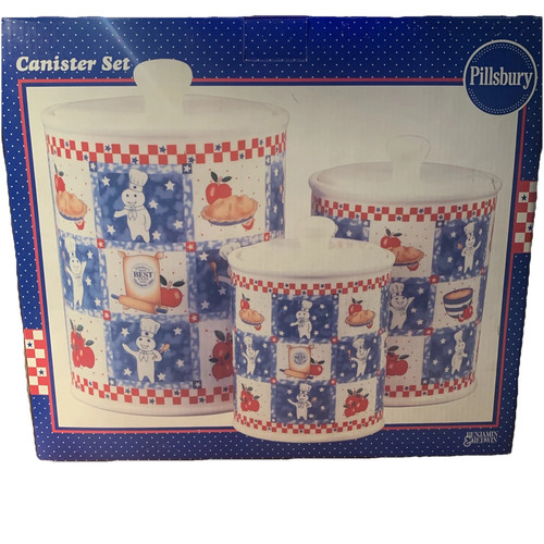 Rare NIP Benjamin & Medwin Pillsbury Doughboy All American 6 Piece Canister Set
