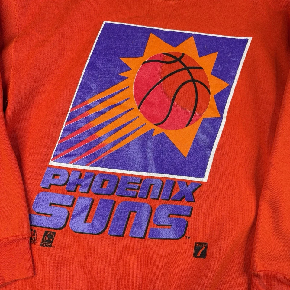 Vintage 90's Phoenix Suns Logo 7 Crewneck Sweater Men’s Size M Medium Orange - Image 3 of 4