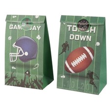 1 Set Rugby Theme Party Candy Bag Tote Bag + 18 Sticker Gift Bag