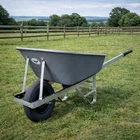 OX WHEELBARROW 120L PUNCTURE PROOF Tyre Wheel Heavy Duty Grey Stable Plastic