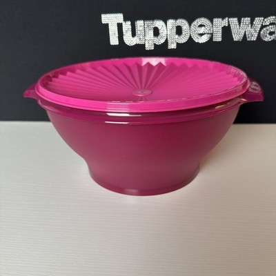 Tupperware Servalier Salad Large Serving Bowl 17 Cup Dark Pink With Pink Seal
