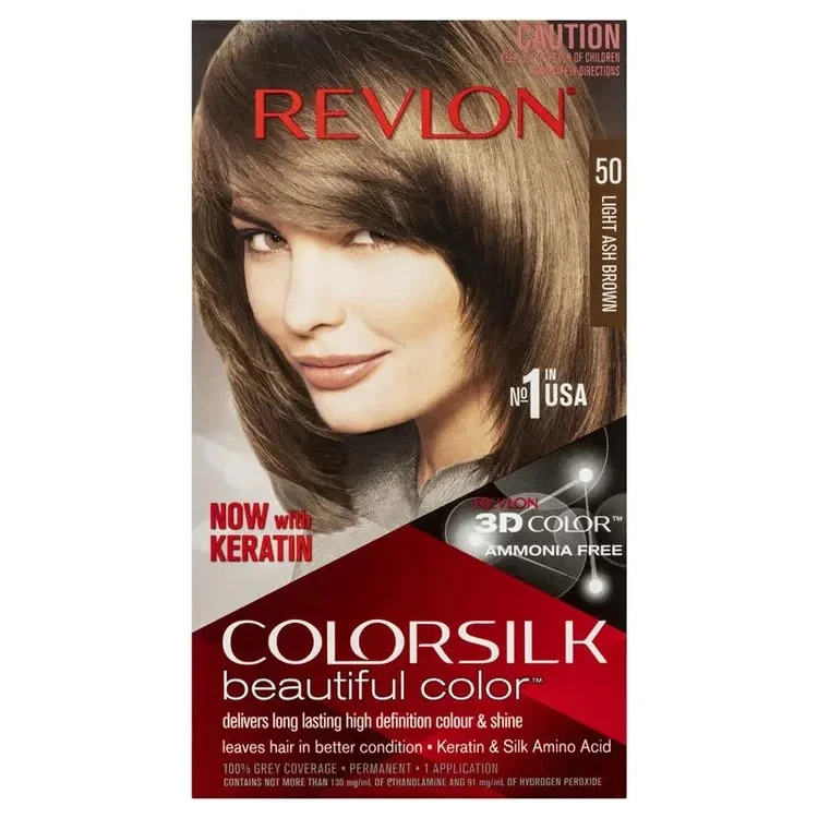 Revlon Colorsilk 50 Light Ash Brown Long Lasting High Definition 3D Hair Color - Bild 2 von 2