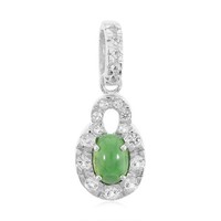 Cavill Chrysopras AnhäNger 0,54Ct Oval 925 Silber Mit 18 Topasen GrüN
