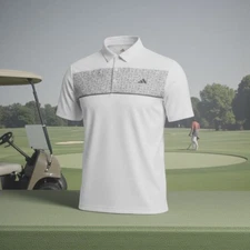 Adidas Golf Polo Shirt White Floral Panel Men’s Large NWT Performance Stretch