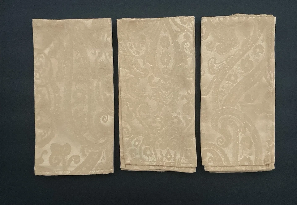 Ralph Lauren Home puro-sangue creme paisley conjunto de 3 guardanapos jacquard damasco - Imagem 4 de 4