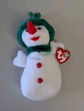 Ty Beanie Baby Snowgirl 2000 Retired Plush Snowman Green Hat Scarf Red Buttons