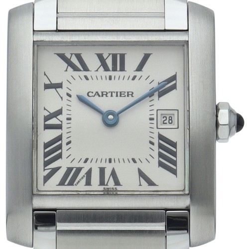 CARTIER Tank Française MM Date Watch W51011Q3 Stainless Steel ...