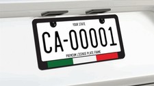 Italian Flag Glossy Black License Plate Frame Italian Flag Glossy Black License Plate Frame