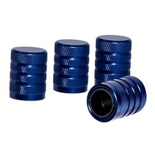 4-Piece Anodized Aluminum-Plastic Composite Tire Valve Stem Caps with Blue
