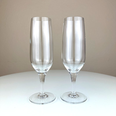2x Vintage Luigi Bormioli Light & Music Champagne Flute Crystal Glasses Italian