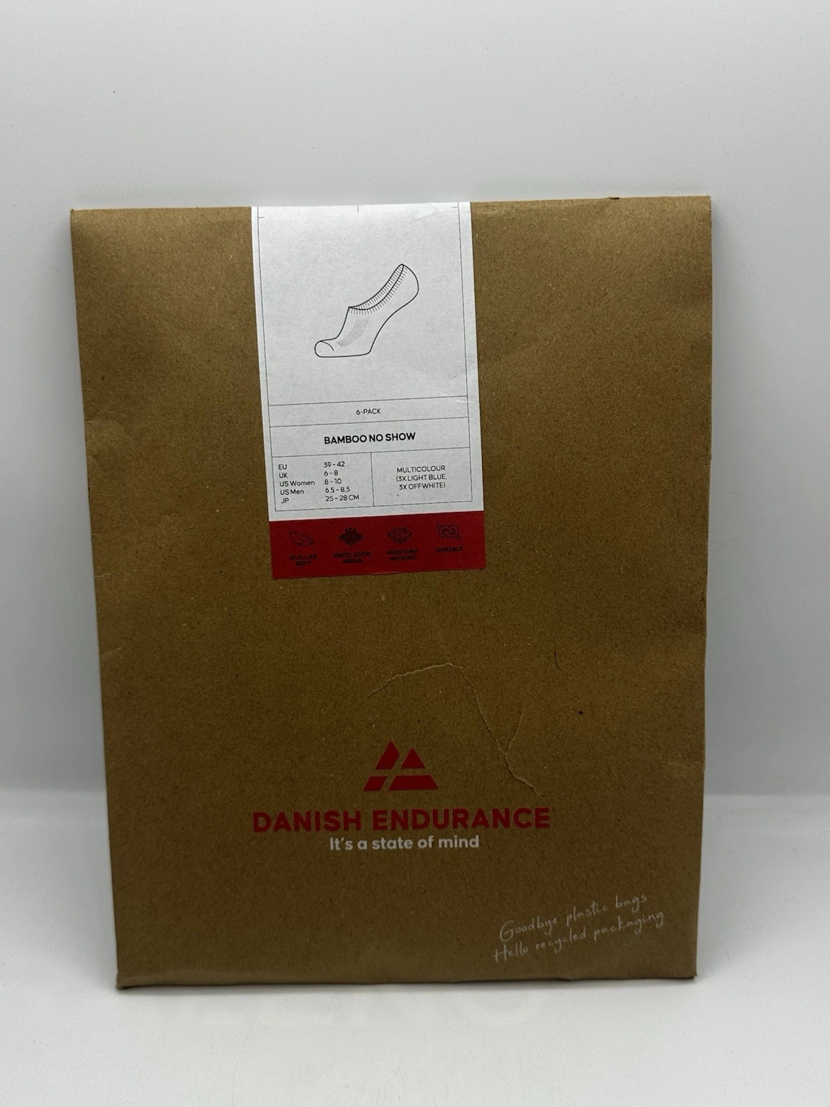 Danish Endurance Bamboo No Show Socks 6 Pack Multicolor Men 6.5-8.5