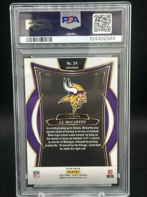 2024 PANINI SELECT ZEBRA SHOCK #24 JJ MCCARTHY ROOKIE RC PSA 10 | eBay