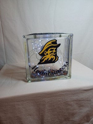 Appalachian Mountaineers Glass Block Led  Light With Rocks