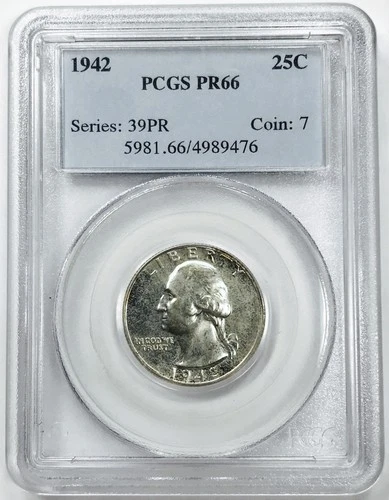 1942 WASHINGTON QUARTER PCGS PR66! TOUGH FIND SO NICE! SUPER STAR COIN! NR#G3714