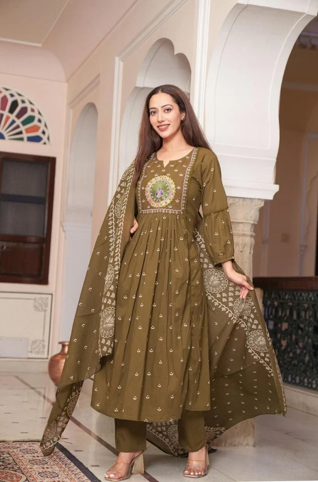 Пакистанский вышитый костюм Salwar Kameez, большой размер до 5XL набор Kurta Palazzo - Изображение 3 из 4