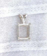 925 Sterling Silver Trillion 8x10mm Semi Mount Ring Pendant Settings Pre Notched