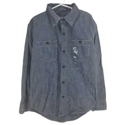 Gap Kids Denim Shirt Boy's Large L Regular Chambray Long Sleeve Button Down NEW