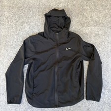 Nike Dri-Fit Windbreaker Jacket Trainer Men Large Black Full Zip Hooded