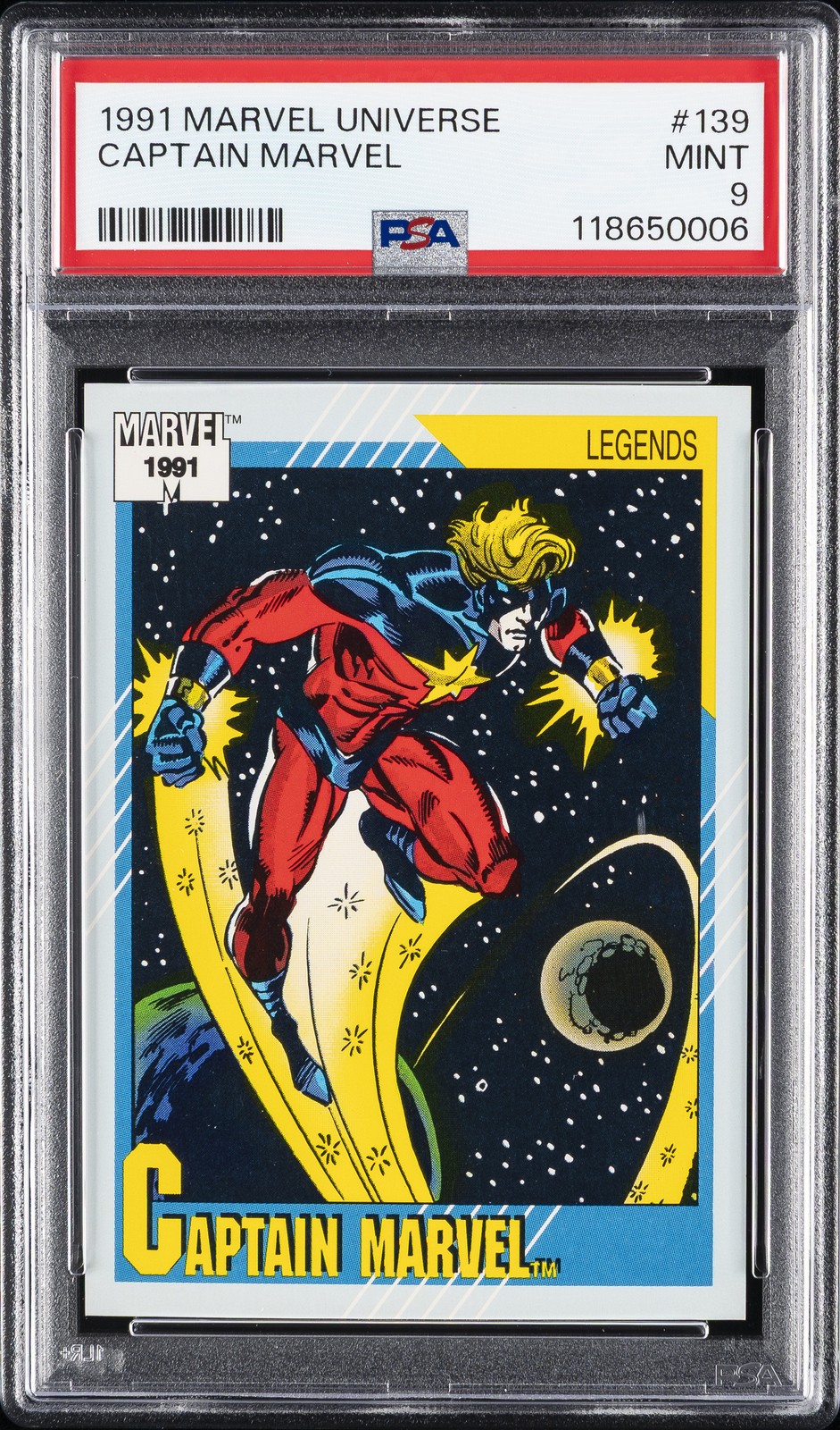 1991 MARVEL UNIVERSE #139 CAPTAIN MARVEL PSA 9