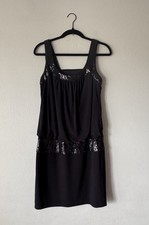 Vintage Adrianna Papell Size 6 Blouson Black Mini Dress Sequin Y2K Look Sexy